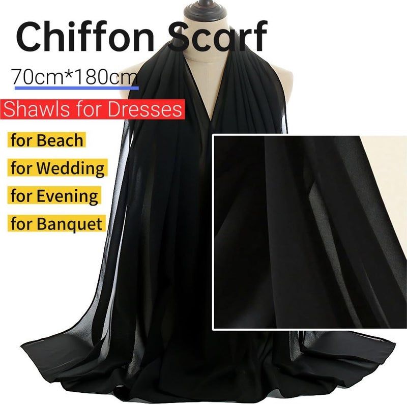 Harewom Chiffon Hijab for Women Sheer Shawl and Wraps for Wedding Bridal Scarves Summer Lightweight Sun-proof Scarf - Image 2